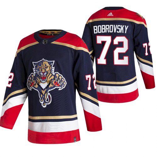 Men Florida Panthers #72 Bobrovsky Blue NHL 2021 Reverse Retro jersey